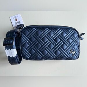 LUG COUPE XL CONVERTIBLE CROSSBODY METALLIC INDIGO NWT